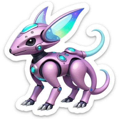 Mechanical Nebulae Beautiful Gorgeous Pretty Pastel Hot Exotic Lush Warm Cute Adorable Colorful Shiny Iridescent Futuristic Modern Cybernetic Protogen-Vernid-Fakémon-Pokémon-creature-fusion (full body) sticker