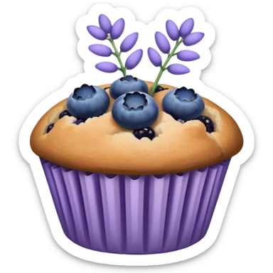 Lavender flower sprig muffin with blue berries sticker