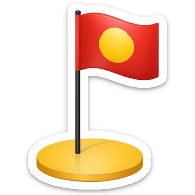 a flag with black on the top and red on the bottom with a small yellow circle in the middle with no pole sticker