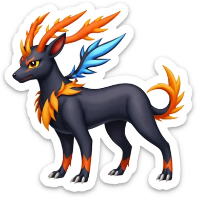 
Canine-Houndoom-Xerneas-Salandit-Noibat-Flareon-Fakémon-fusion (full body) sticker