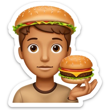 Draw an emoji where a person thinks with a question mark in front of food (draw it in a cuter way) sticker