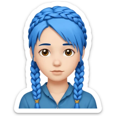 blue hair with braids sticker