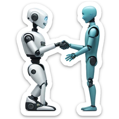 human handing shaking hands with robot hand sticker