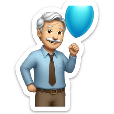 44 old man with brown hair congratulating wearing a big 19 baloon on hands sticker