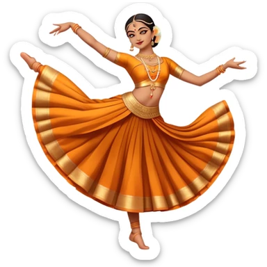 cinematic-realistic-bharatanatyam-dance-emoji,-depicted-as-an-elegant-classical-indian-dance-performance-with-graceful-poses,-intricate-costumes,-and-expressive-hand-gestures,-rendered-with-rich-textures-and-warm-dramatic-lighting, single dancer full body  sticker