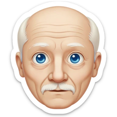 abuelo de piel blanca italiano con pelo blanco casi calvo y ojos color azul sin bello facial  sticker