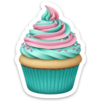 pink and aqua green cupcake  sticker