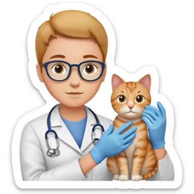 veterinarian examining a cat sticker