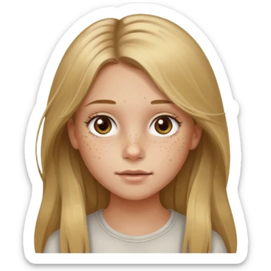 A young girl with long dirty blonde hair and hazel eyes sticker