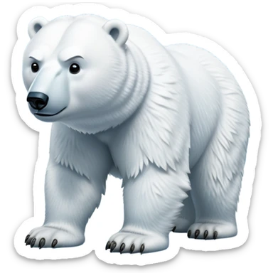 cinematic-polar-bear-realistic-full-body-standing-emoji,-massive-snowy-white-frame-lumbering-across-the-icy-tundra,-powerful-paws-pressing-into-the-frozen-ground,-head-tilted-dramatically,-thick-fur-dusted-with-ice-crystals,-simplified-yet-realistic-focused-features,-highly-detailed,-glowing-with-an-almost-sarcastic-glow

 sticker