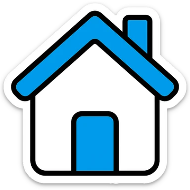 home icon, flat icon, blue and white color scheme, minimalistic style sticker