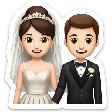 Person in fancy clothes sneaking into a wedding ceremony with a mischievous grin, uninvited guest sticker