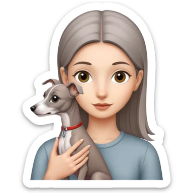 girl holding all grey Italian greyhound sticker