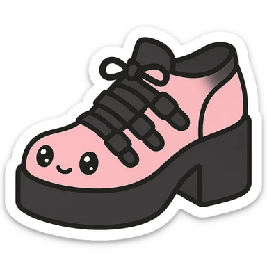 BLACKPINK-inspired gothic shoes, no hearts, black and pink, cute and stylish, kawaii style sticker