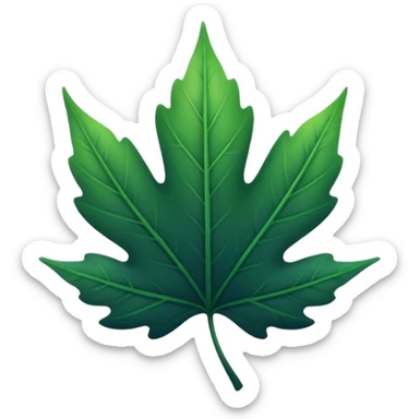 create a simple leaf illustration with a dark green gradient as the background. this will become an icon for a mobile app sticker