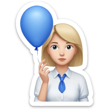 Woman with blue balloon, white shirt sticker