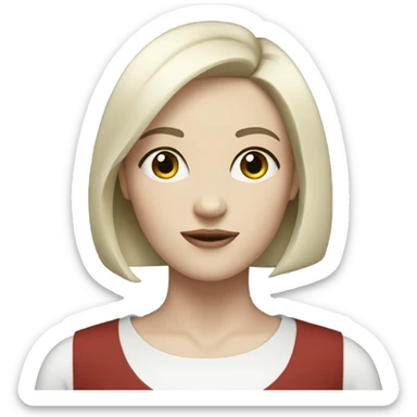 pale skin young woman with a black bob haircut sticker