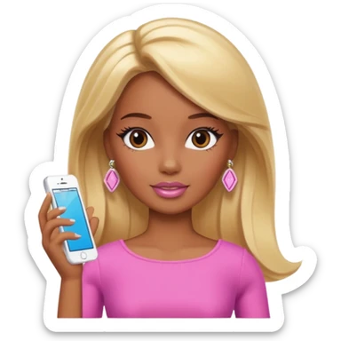 Brown skin blonde hair Barbie with skincare  sticker