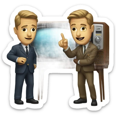 two detectives the screen of a vintage TV set sticker