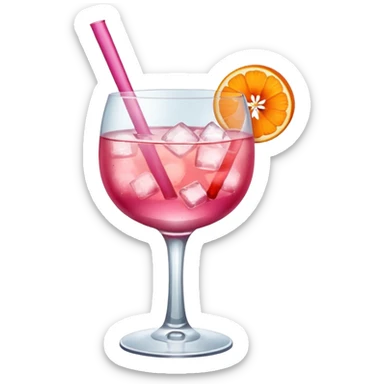Pink wine on ice with an orange carnation on top sticker