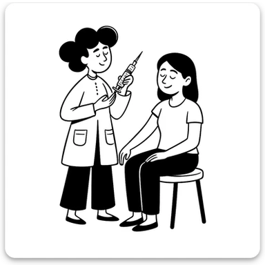 A female doctor who is doing PRP injections, add a patient sticker
