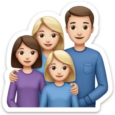 Happy family: mom, dad, 2 sisters and brother sticker