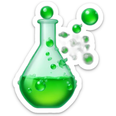 Chemical flask with green liquid and bubbles sticker