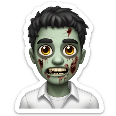 teen boy zombie with dark hair and white shirt sticker