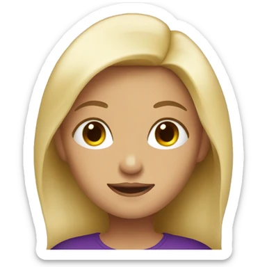 Blonde girl with eggplant sticker