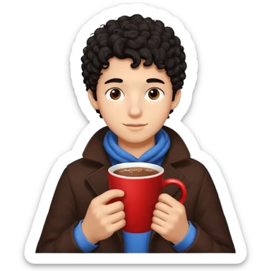 Un homme de 16 ans aux cheveux noirs bouclés avec une couleur de peau, couleur, chocolat chaud, tout skinny  sticker