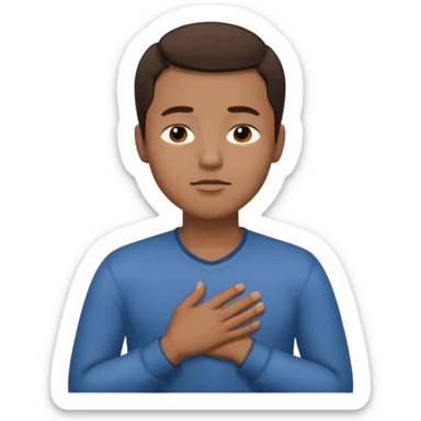 una mano en pecho ojos cerrados hombre multirracial sticker