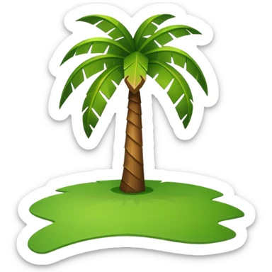 Palm Tree: flat body toony leafs flat floor sticker