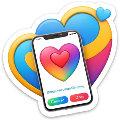  smartphone showing a colorful photo social media post with a heart and image icon sticker