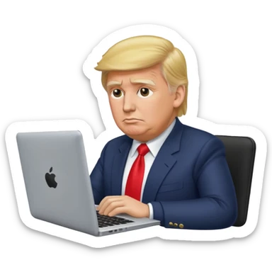 trump with laptop sticker
