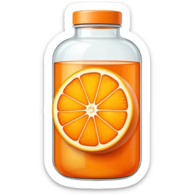 Vitamin C supplement bottle with orange slice sticker