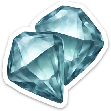 2 separate pieces far away of each other  of cracked diamond in half sticker