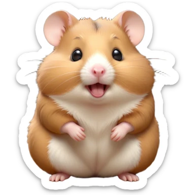 Cinematic Cute Yawning Brown Hamster Portrait Emoji, Head tilted slightly with a dramatic, wide-open yawn, showcasing a smooth, rich brown coat with tiny droopy ears, round dark eyes barely open in drowsy contentment, Simplified yet irresistibly adorable features, highly detailed, glowing with a soft, cozy glow, high shine, relaxed yet expressive, stylized with a touch of whimsy, bright and endearing, soft glowing outline, capturing the essence of a sleepy yet affectionate hamster, so drowsy it feels like it could stretch out of the screen and curl up for a nap! sticker