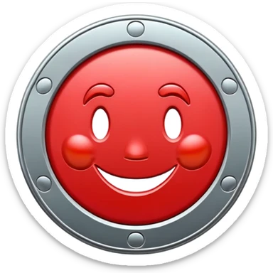 Red token or coin with a capital letter T and a smiling face sticker