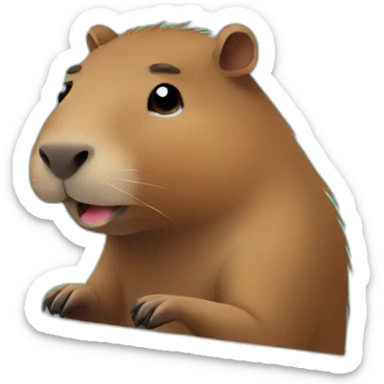Capybara watching netflix on computer sticker