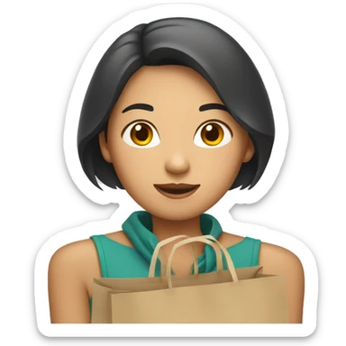 Asian woman holding bags sticker