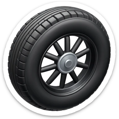 The aircraft's landing gear is one inflated, plump wheel with a strut, black in color, cartoon-style, isometric sticker