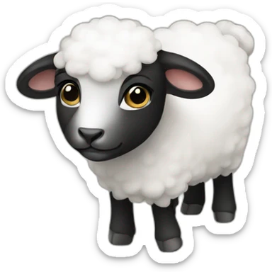 a black lamb with white face sticker