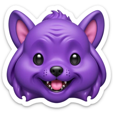 alien dog purple very big folded ear and panting sticker