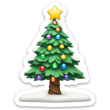 Snowy Christmas tree with colorful string lights sticker