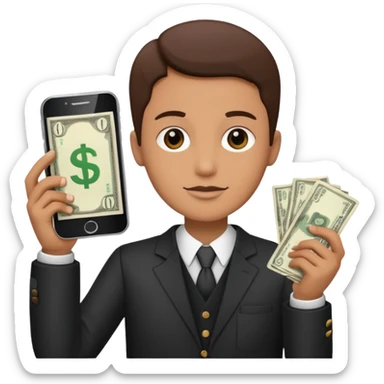Earn money show by human with mobile.show cash flow symbol.add traditional way of look like sticker