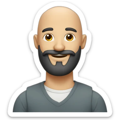 a happy bald man with moustache and long black beard sticker