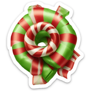 Christmas candy in old fashioned handmade ribbon  sticker