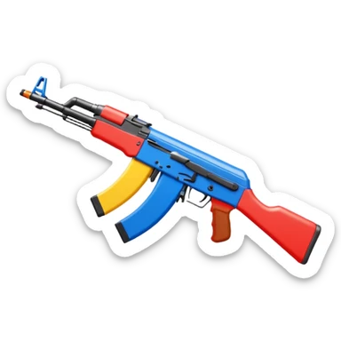 AK-47 assault rifle, simple and recognizable, bright colors, minimal detail sticker