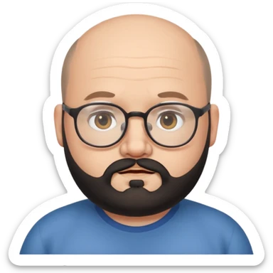 balding, chubby face, with glasses and black beard sticker