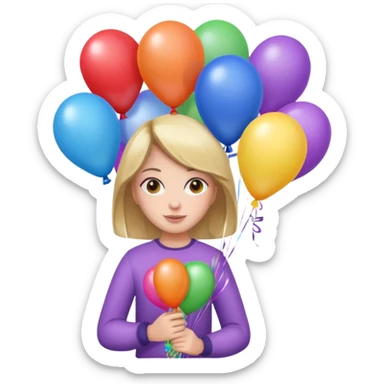 Girl with bouquet of balloons sticker